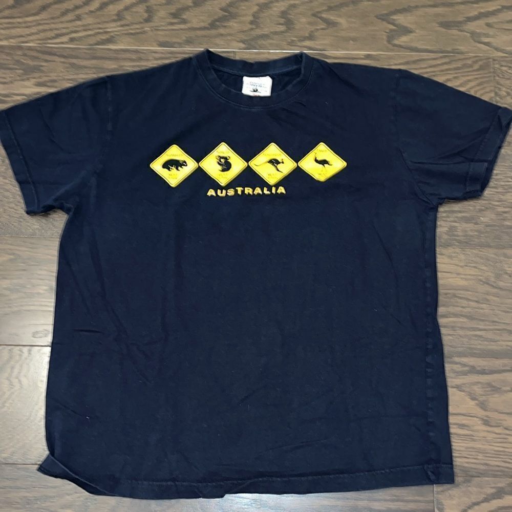 Black Import Cotton Australian Australia Great animals warning T shirt XL